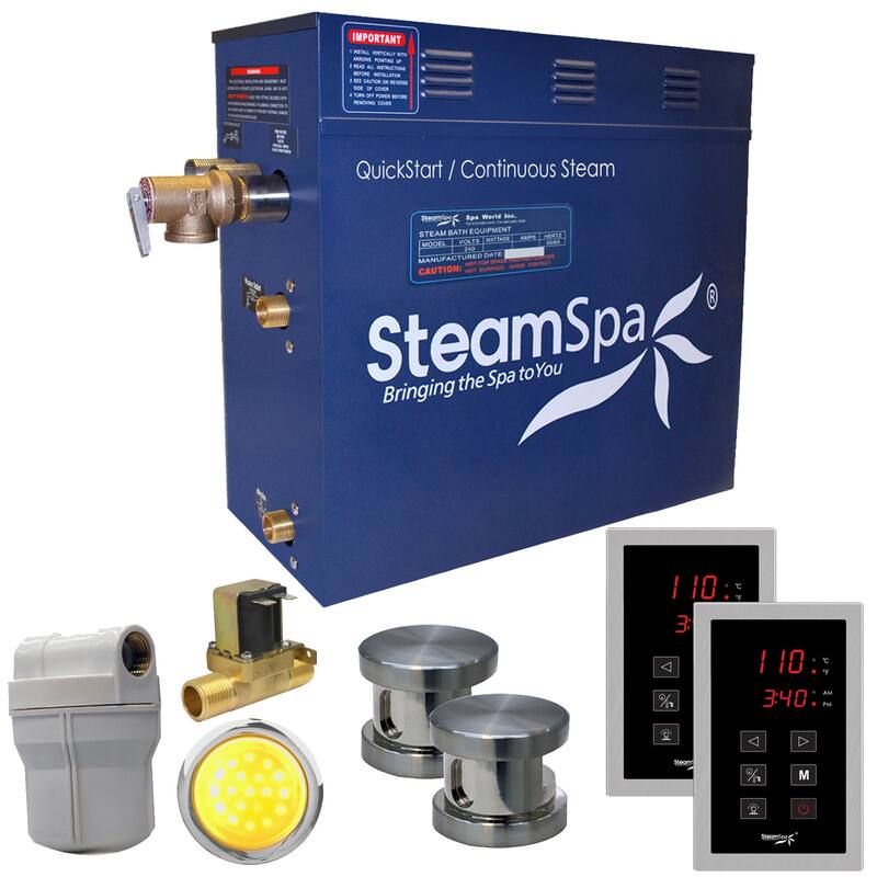 SteamSpa Royal 10.5 KW QuickStart Acu-Steam Bath Generator Package - Brushed Nickel