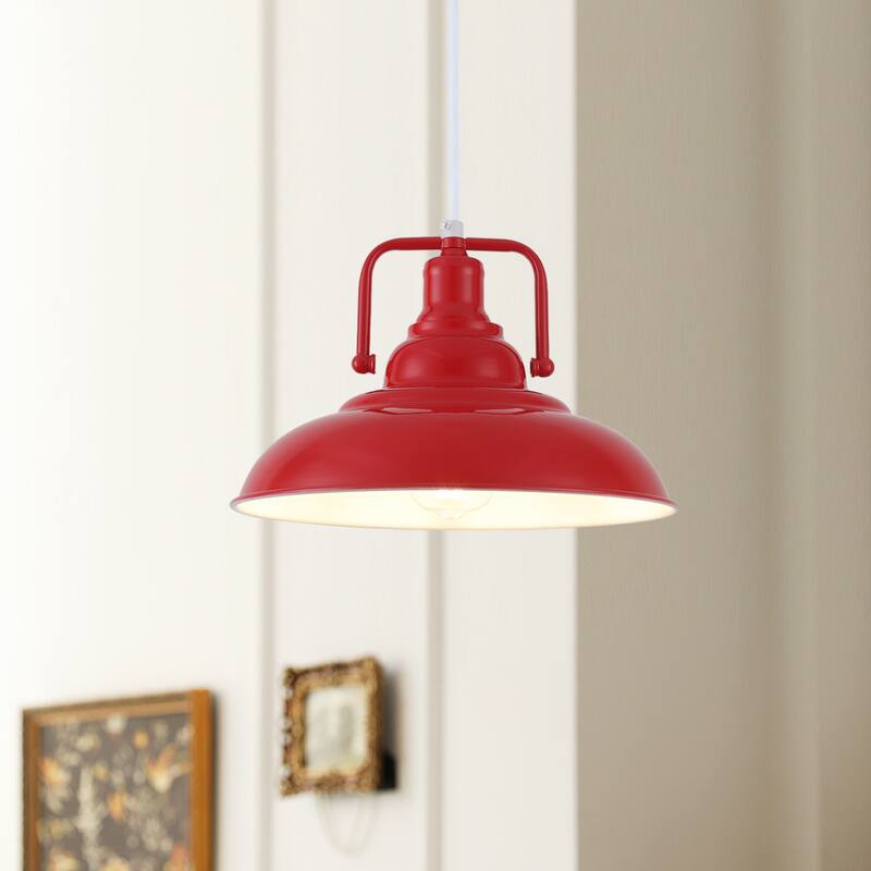 1-Light Rustic Hanging Kitchen Pendant Light Island Ceiling Light with Metal Shade for Dining Room