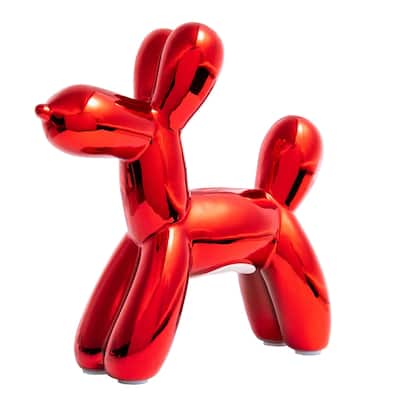 Interior Illusions Plus Red Mini Ceramic Dog Piggy Bank - 7.5" tall