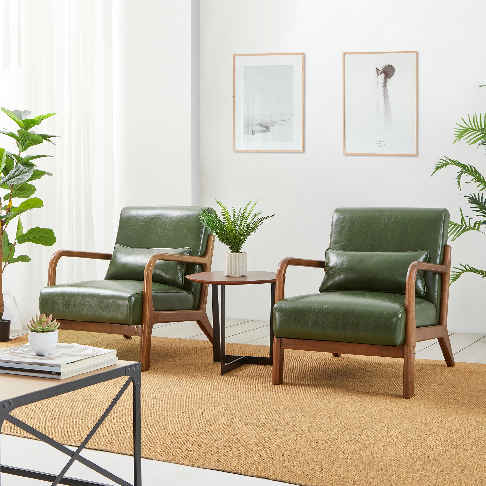 Mid century modern green deals accent chair