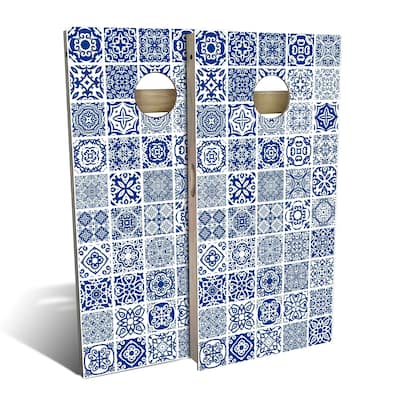 Blue Tile Outdoor Cornhole Board Set