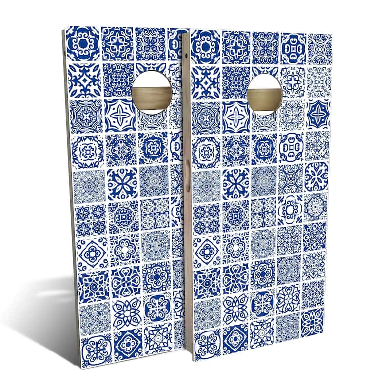 Blue Tile Outdoor Cornhole Board Set