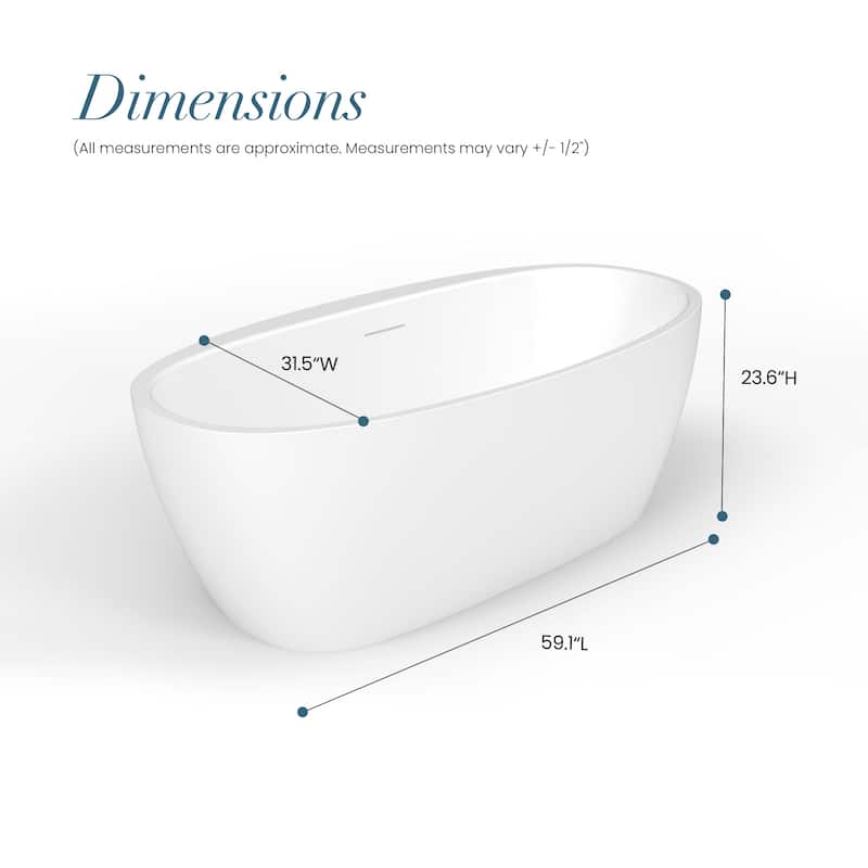 Everly 59" x 31.5" Soaking Bathtub