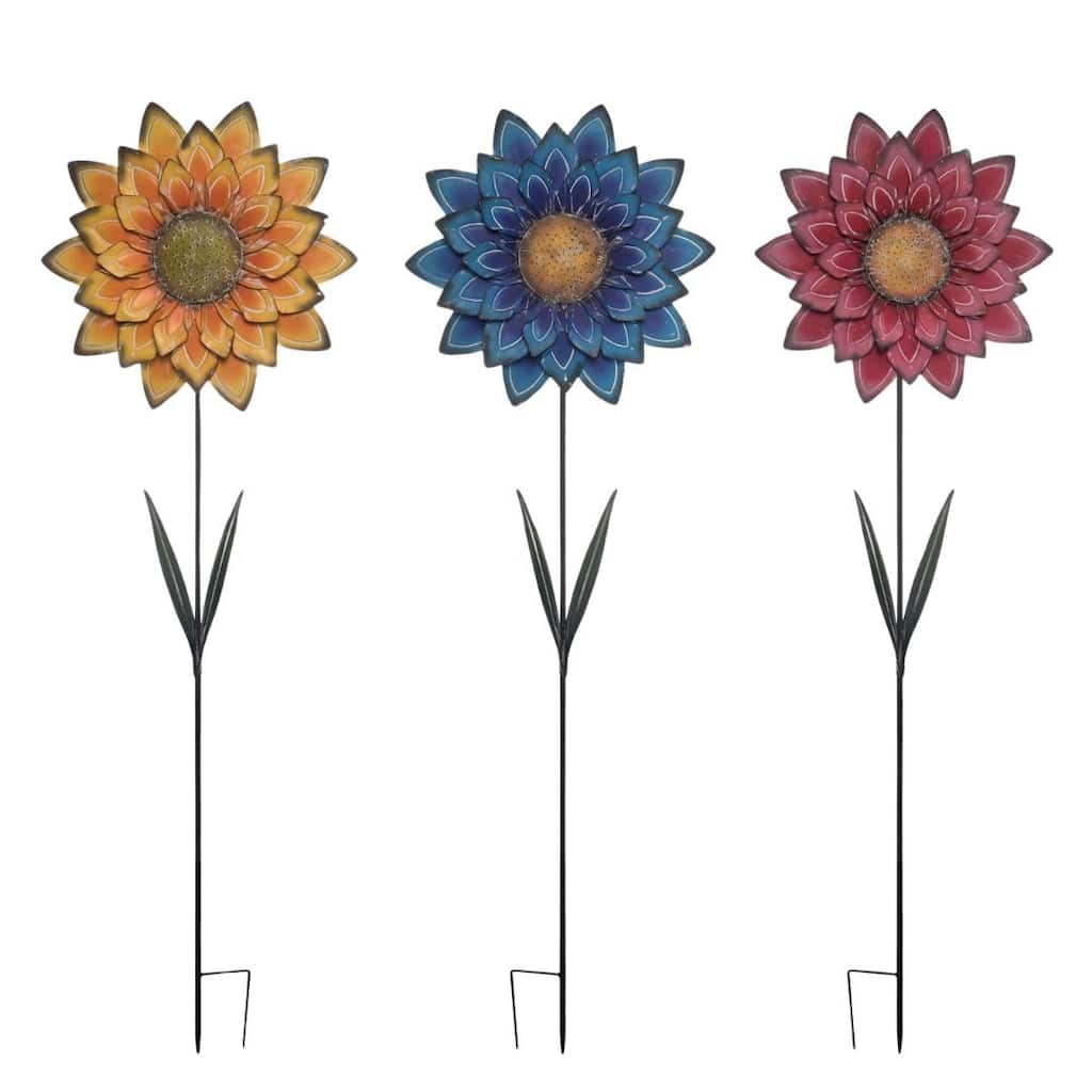 Transpac Metal Bright Backyard Flower Y/S Set of 3 Spring Home Decorations - Multicolor