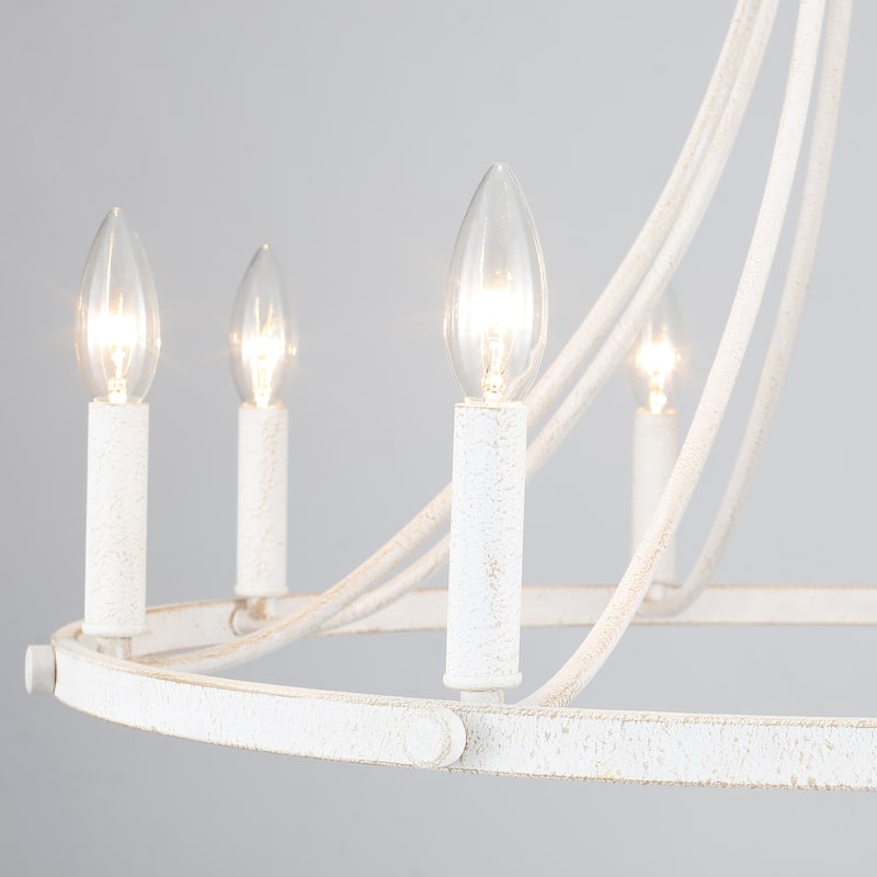8-Light 25.59 in. Rustic Wagon Wheel Chandelier for Kitchen Living Room