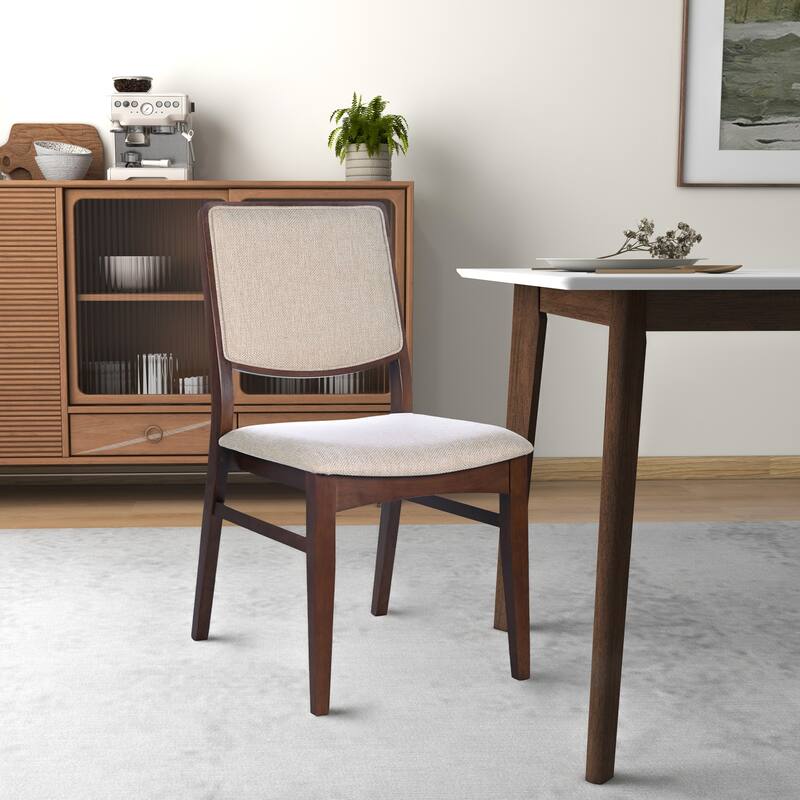 Sora Solid Wood Japandi Style Linen Dining Chair (Set of 2)