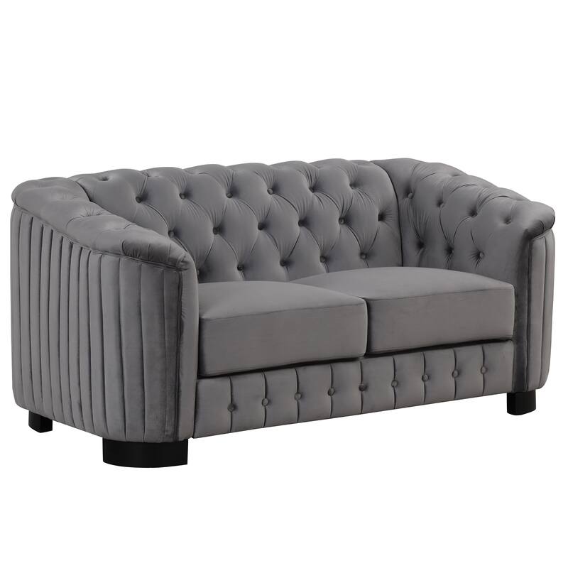 64.3" Velvet 2-Seat Sofa with Wood Frame & Ergonomic Backrest