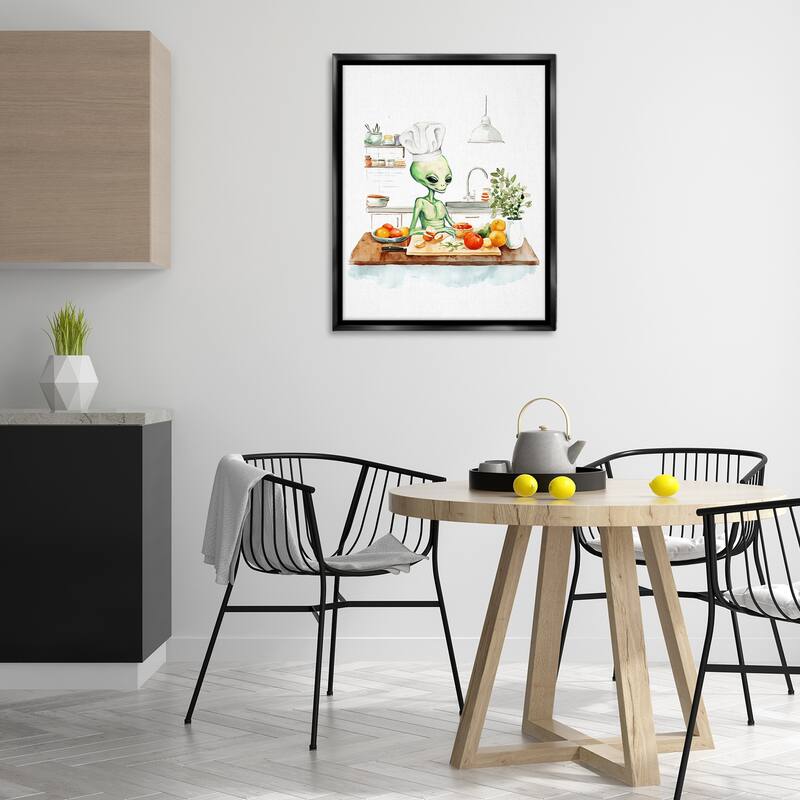 Stupell Chef Alien in Kitchen Framed Floater Canvas Wall Art Design By Lil' Rue