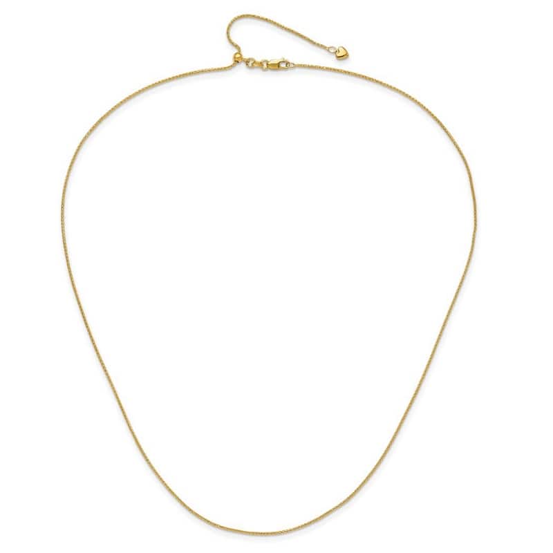 Curata Italian 10k Yellow Gold Adjustable1.0mm Wheat Chain Necklace for Women Options: 22 30
