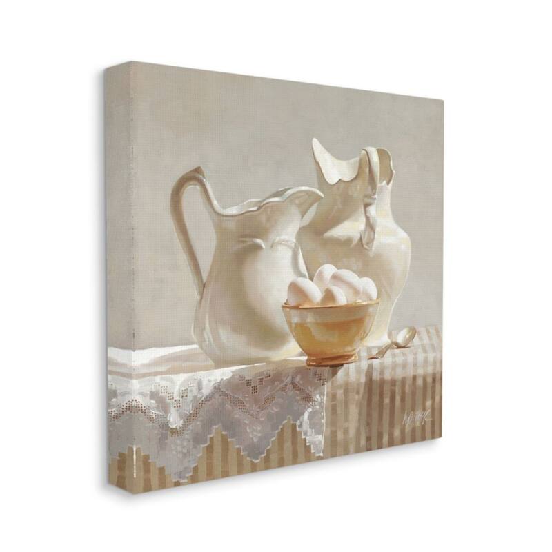 Stupell Country White Pitchers Farm Table Still Life Canvas Wall Art