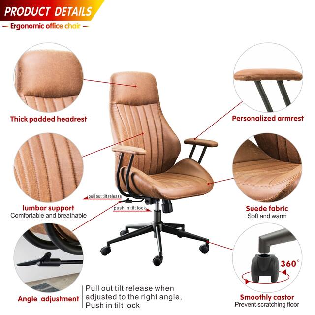 OVIOS Ergonomic Suede Office Chair - On Sale - Overstock - 30234960