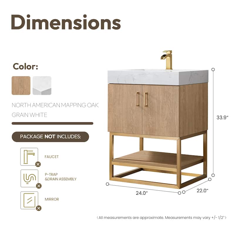 Alistair Single Bath Vanity with White Grain Stone Top without Mirror