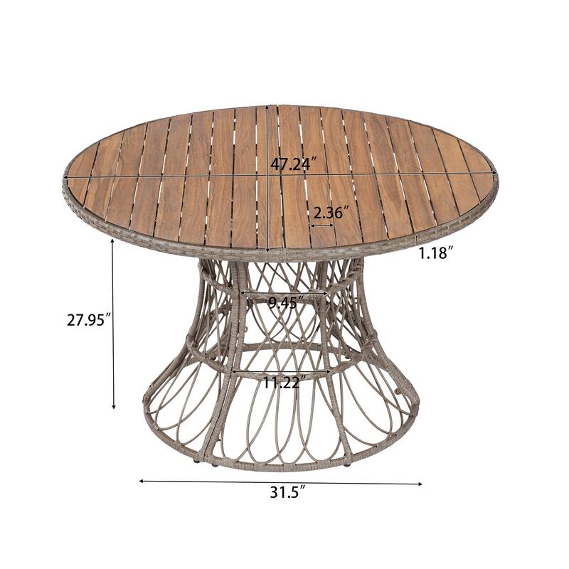 Christopher Knight Home - Estra 5-Piece Outdoor Dining Set with 4 Handwoven Wicker Chairs and Round Acacia Wood Table