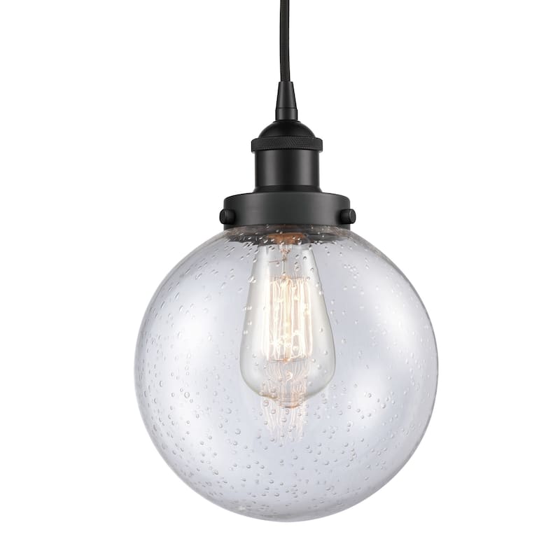 Innovations Lighting 616-1PH-12-8 Beacon Pendant Beacon 8" Wide Mini - Matte Black / Seedy
