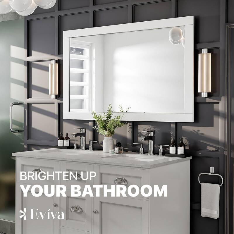 Eviva Aberdeen 48" x 30" Rectangular White Wooden Framed Mirror