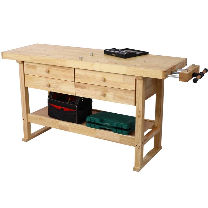 60in Workbench w/Drawers Wooden Workbench for Garage Workshop and Home