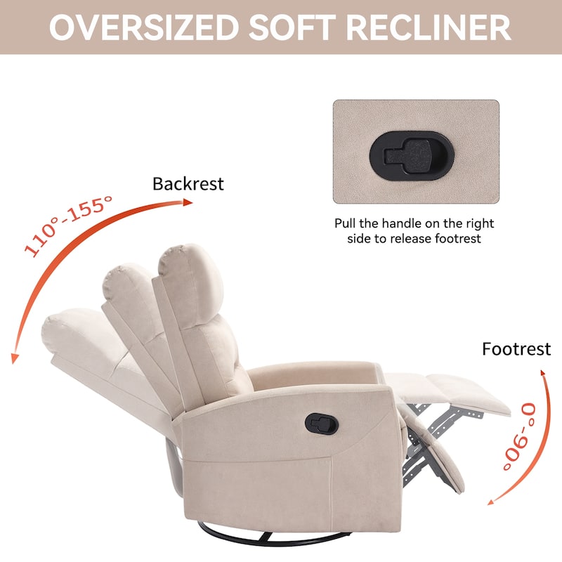 Manual Recliner Chair with Rocker and Swivel