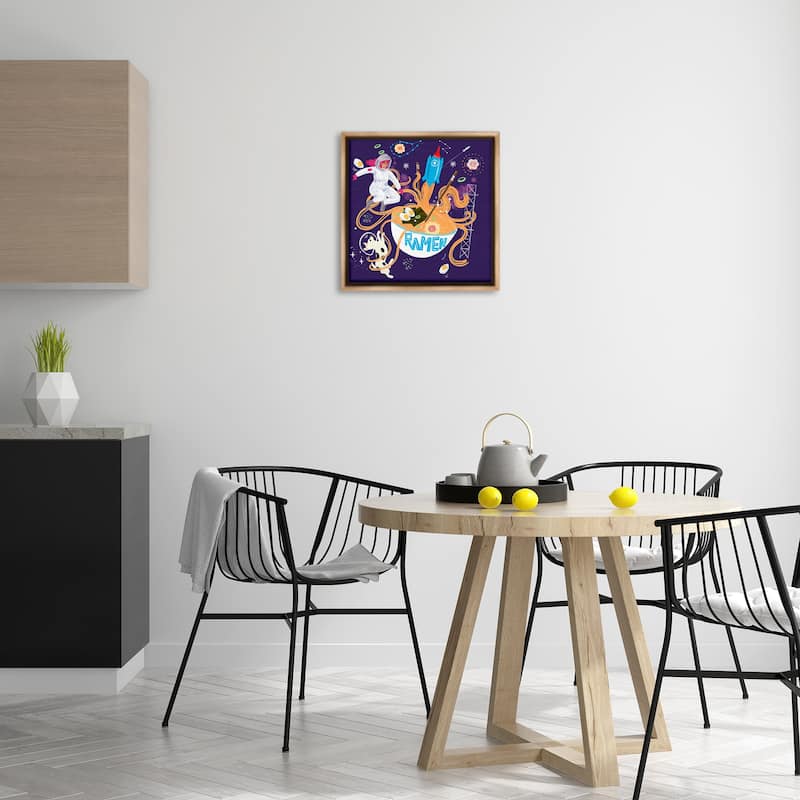 Stupell Whimsical Ramen in Space Framed Floater Canvas Wall Art Design By Juliet Rose Philips