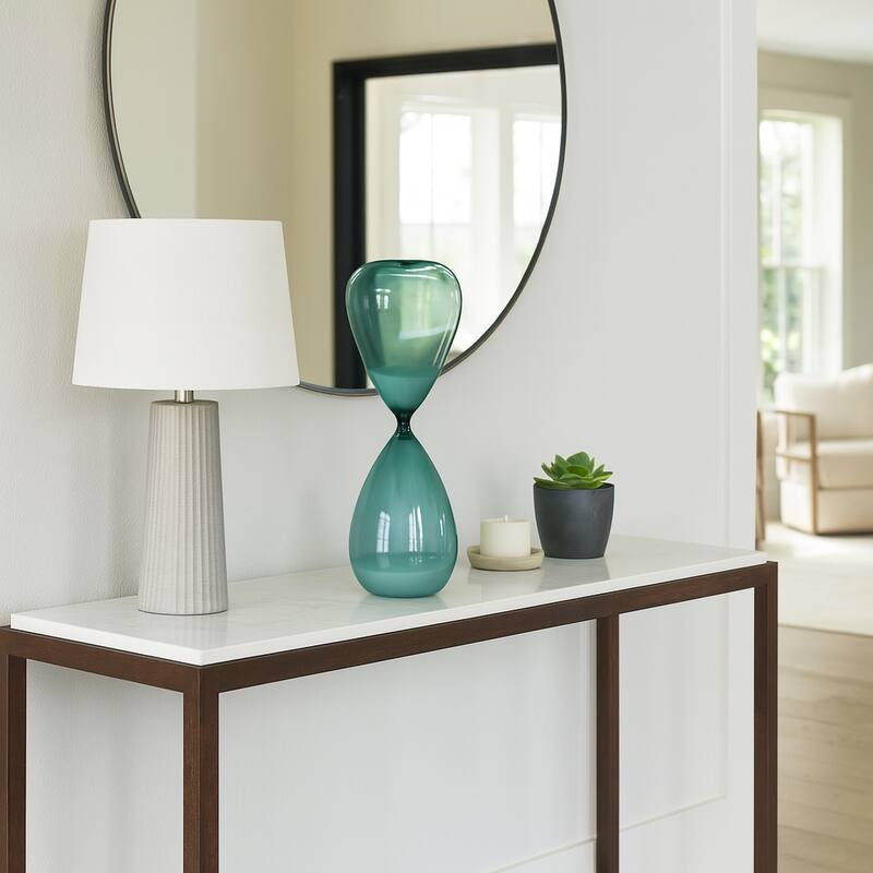 Modern Glass Hourglass Sculpture - Home Decor
