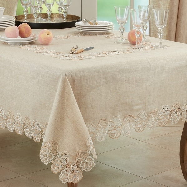 Warm Home Designs Square Tablecloth with English Rose Design. Use Our Lace  Square Table Cloth as Square Card Table Cover, or for Small Dining Table.