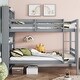 preview thumbnail 2 of 6, Bunk Bed with Shelves , Rubber Wood Bed with Shelves Headboard, Safety Guardrails and Ladder, Convertible to 2 Beds