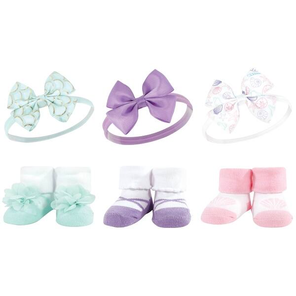 slide 1 of 1, Hudson Baby Infant Girls Headband and Socks Giftset, Mermaid, One Size - Mermaid Mermaid - One Size