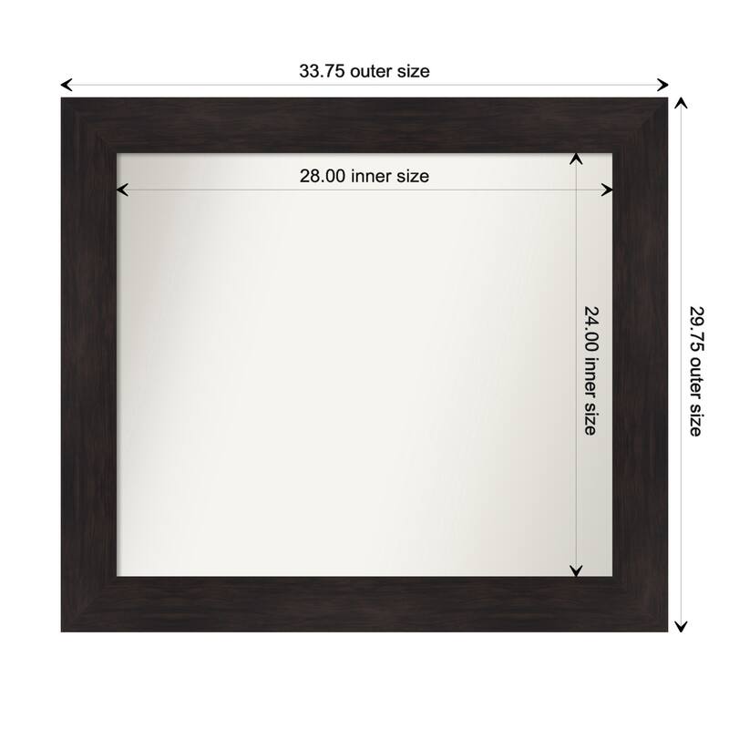 Furniture Espresso Framed Non-Beveled Custom Wall Mirror, Bathroom Vanity Mirror - Outer Size: 33.75 x 29.75