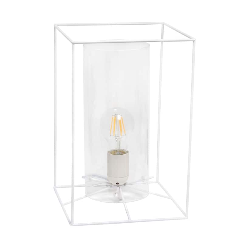 Lalia Home Framed Table Lamp with Clear Cylinder Glass Shade