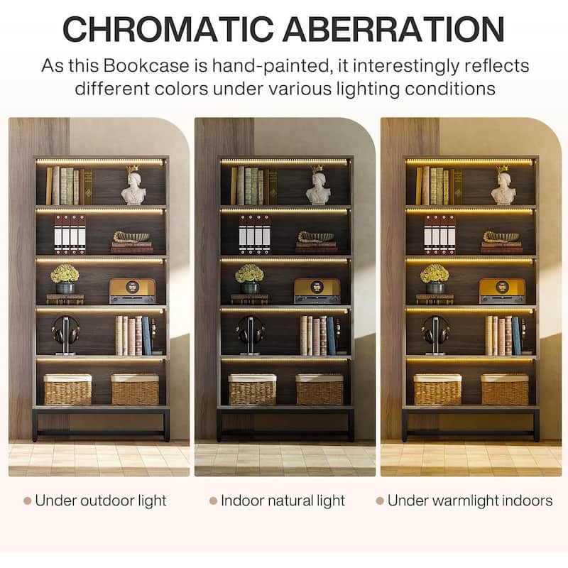 Tall Bookcase Bookshelf, 5-Tier 71 Inch Large Bookcases Organizer