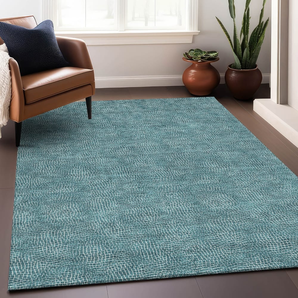 Machine Washable Indoor/ Outdoor Solid Modern Chantille Rug