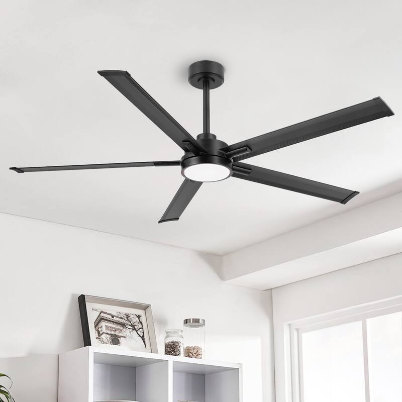 MLiAN 60 In. 5 Aluminium Blades Indoor LED Ceiling Fan with Remote, Smart Ceiling Fan - 60" - Black