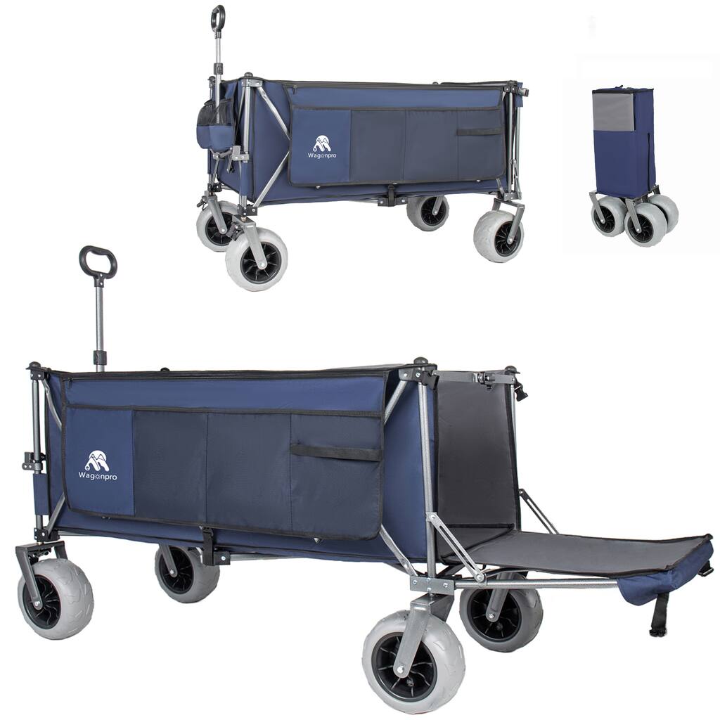 67in Extra long large Heavy Duty Utility Beach Wagons with Opened Tailgate and All-Terrain Wheels, 500lbs Capacity
