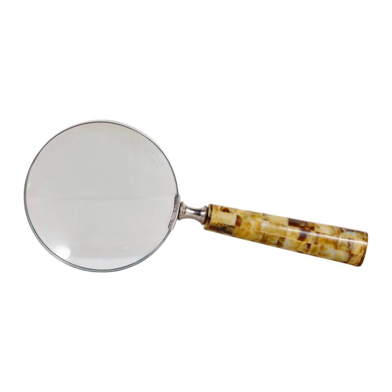 Resin Decorative Object Magnifying Glass Checkered Handle - 1" Brown - 4" x 9" x 1"
