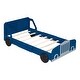 preview thumbnail 4 of 28, White Car Platform Bed with Safety Rails & Wheels - Fun for Kids