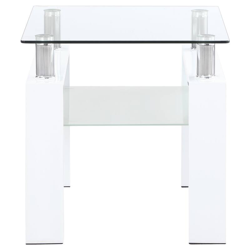 Dyer 1-shelf Square Glass Top Side End Table