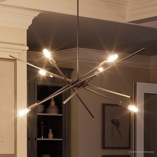Luxury Modern Chandelier, 10.5"H x 22.625"W, with Vintage Style, Brushed Nickel Finish by Urban Ambiance