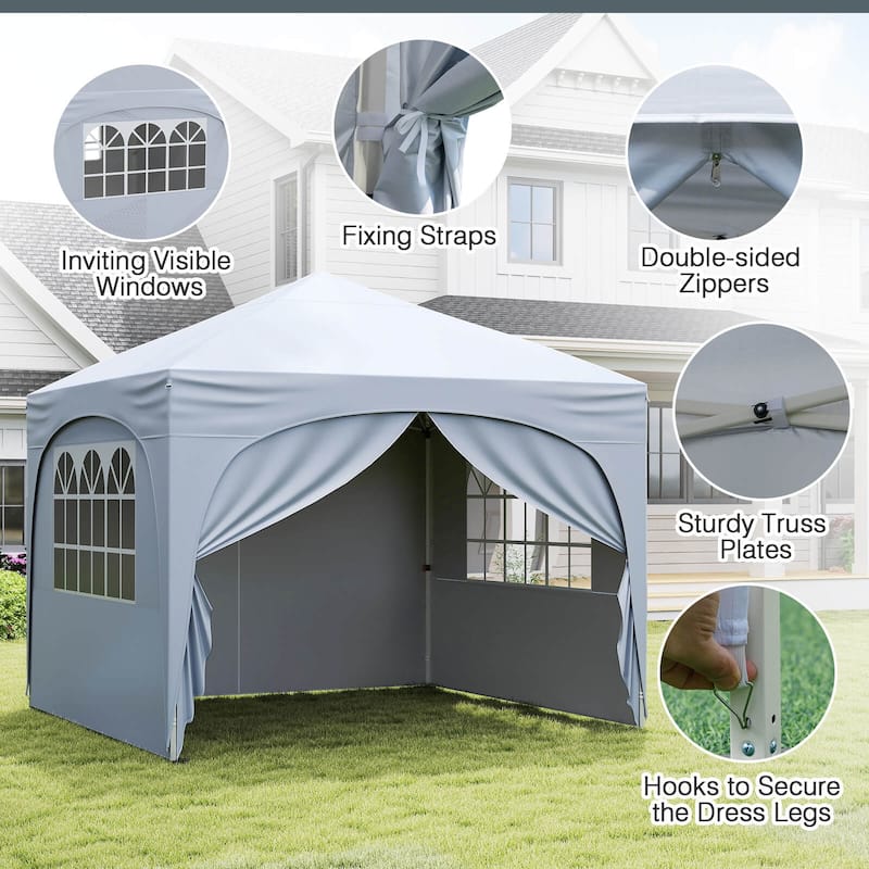 Costway 10 X 10 FT Pop up Canopy Tent Outdoor Easy Setup Sunshade with - See Details