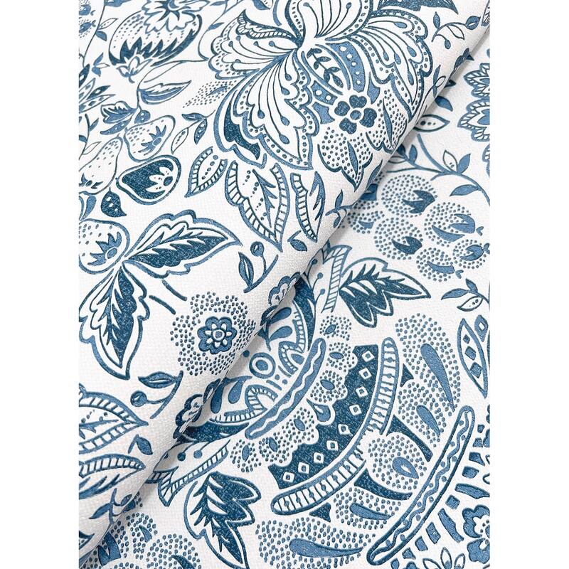 A-Street Prints Blanche Blue Floral Damask Wallpaper