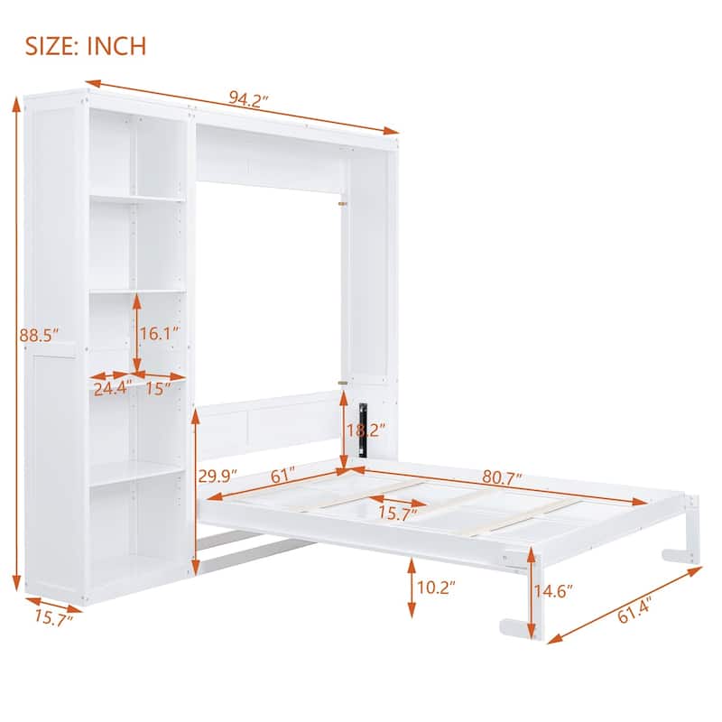 Merax Murphy Bed Wall Bed with Shelves
