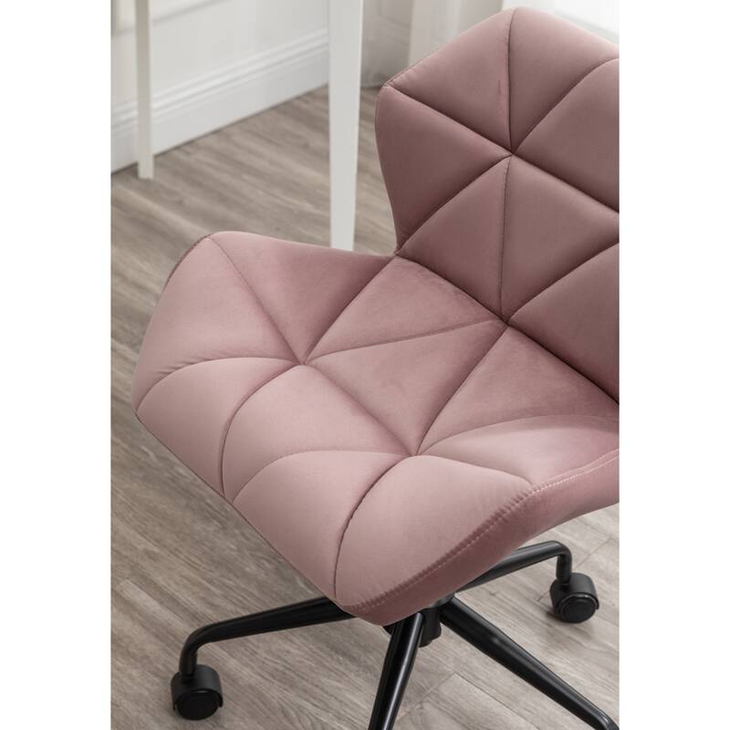 Elegant Tufted Velvet Office Chair with 360° Swivel, Adjustable Height, Memory Foam Cushion, and Ergonomic Back Support