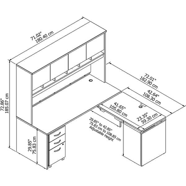 Series C 72W Sit to Stand L Shaped Desk Office Suite in Hansen Cherry