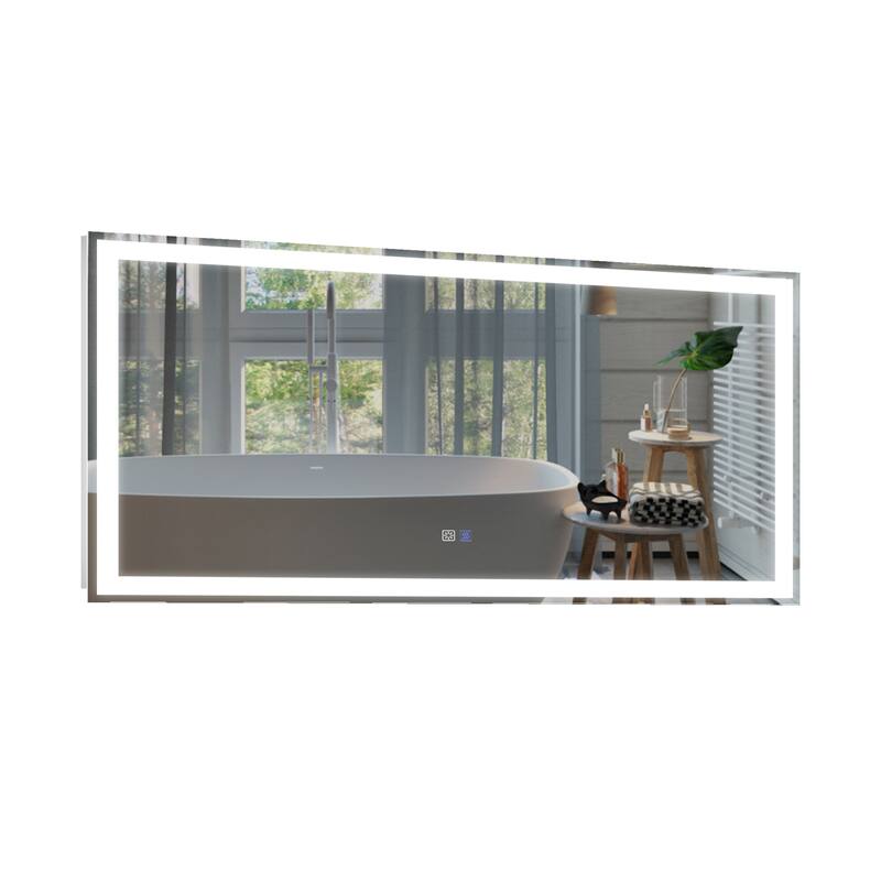 Wall Mounted Bathroom Rectangle Front And Back light LED Mirror With Anti Fog And Dimmable