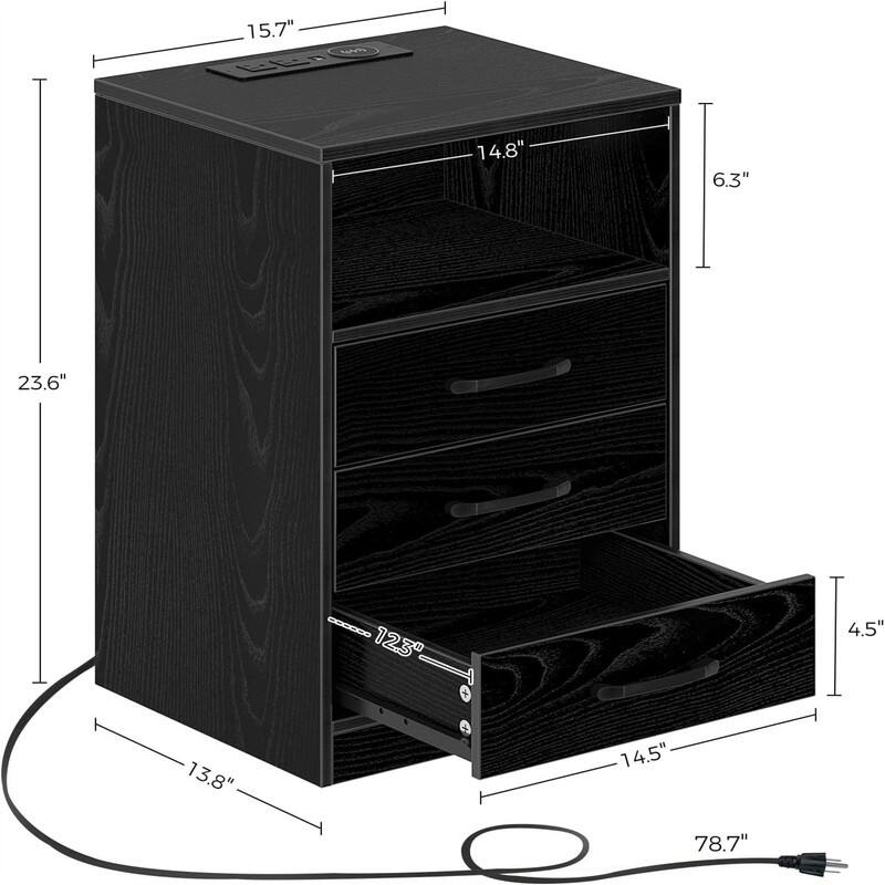 Nightstand with Wireless Charging Station