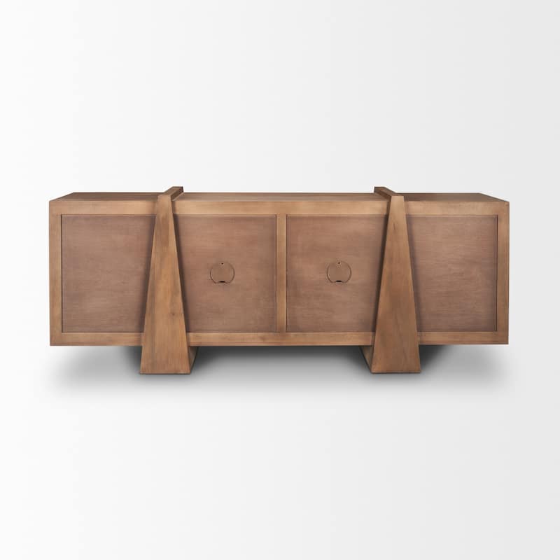 Eula Medium Brown Solid Wood 4-Door Sideboard