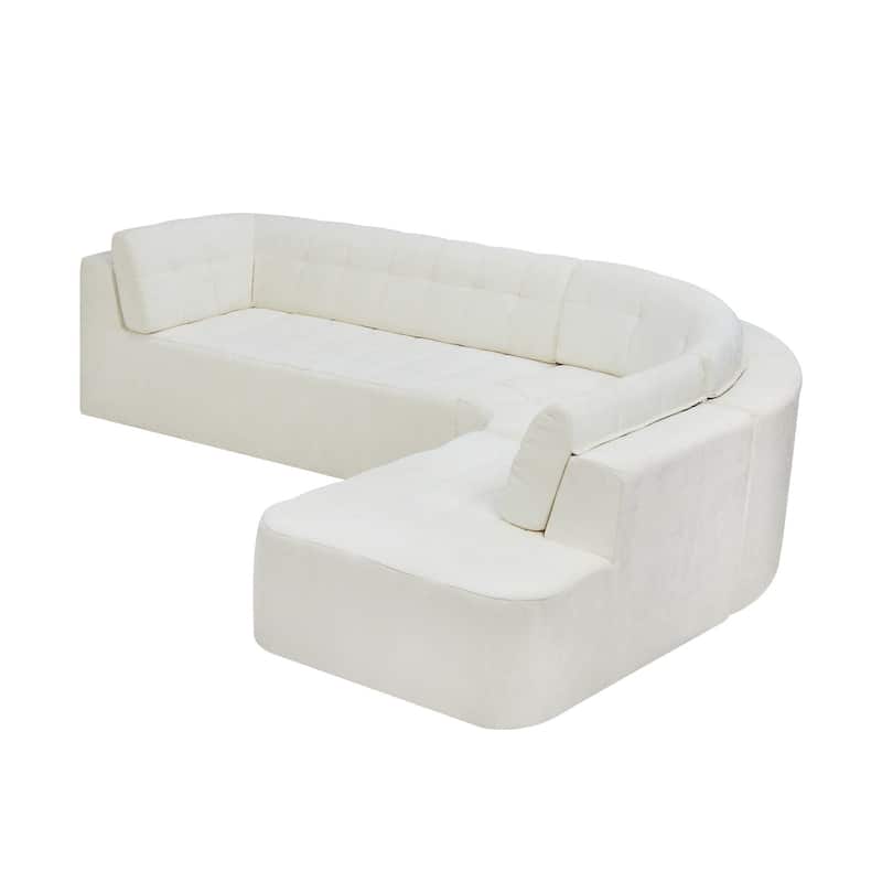 119.3" Curved L-Shaped Chenille Sectional Sofa, No Assembly Required
