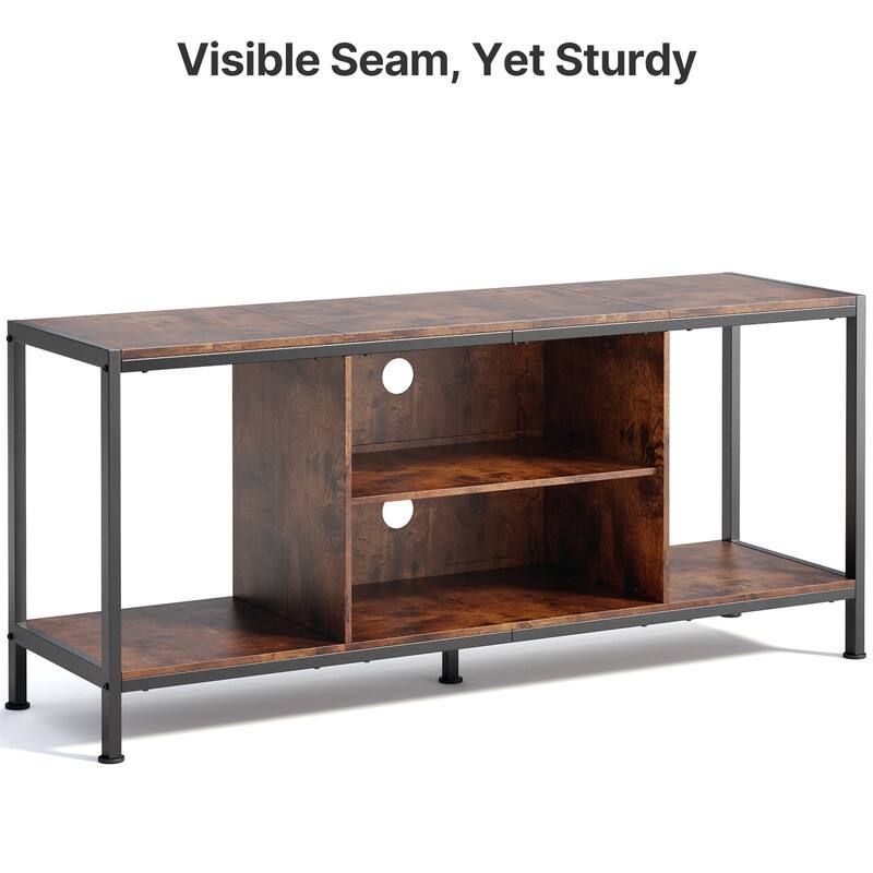 Classic Wood 55 in. TV Stand with Open Shelving for 65 in. TV 3 Tier Game & Entertainment Center TV Stand