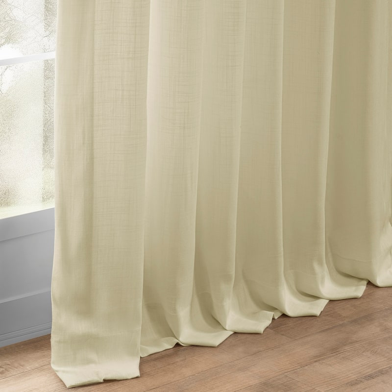 Exclusive Fabrics Summer Solid Linen Blend Rod Pocket Light Filtering Curtains For Bedroom & Living Room Curtains (2 Panels)