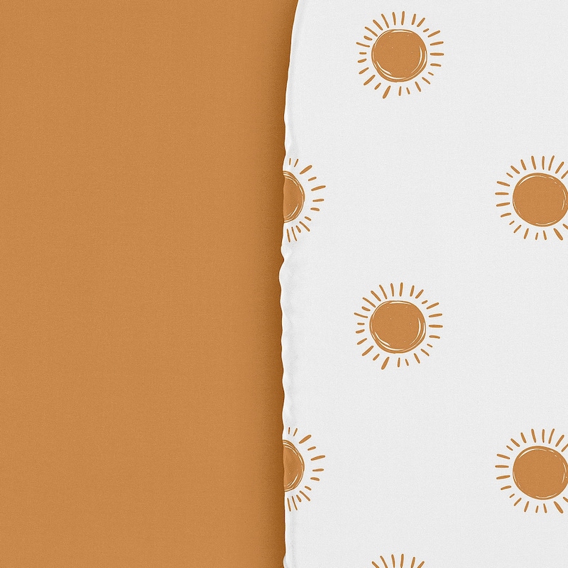 Sweet Jojo Designs Orange White Vintage Boho Sun Boy Girl Unisex/Gender Neutral 2 Pack Baby Bassinet Fitted Sheets Bohemian Sky