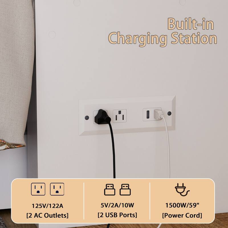 Murphy Bed Full Size with Storage Drawers Space Saving Cabinet Bed with Easy Pull Out Mechanism for Bedroom