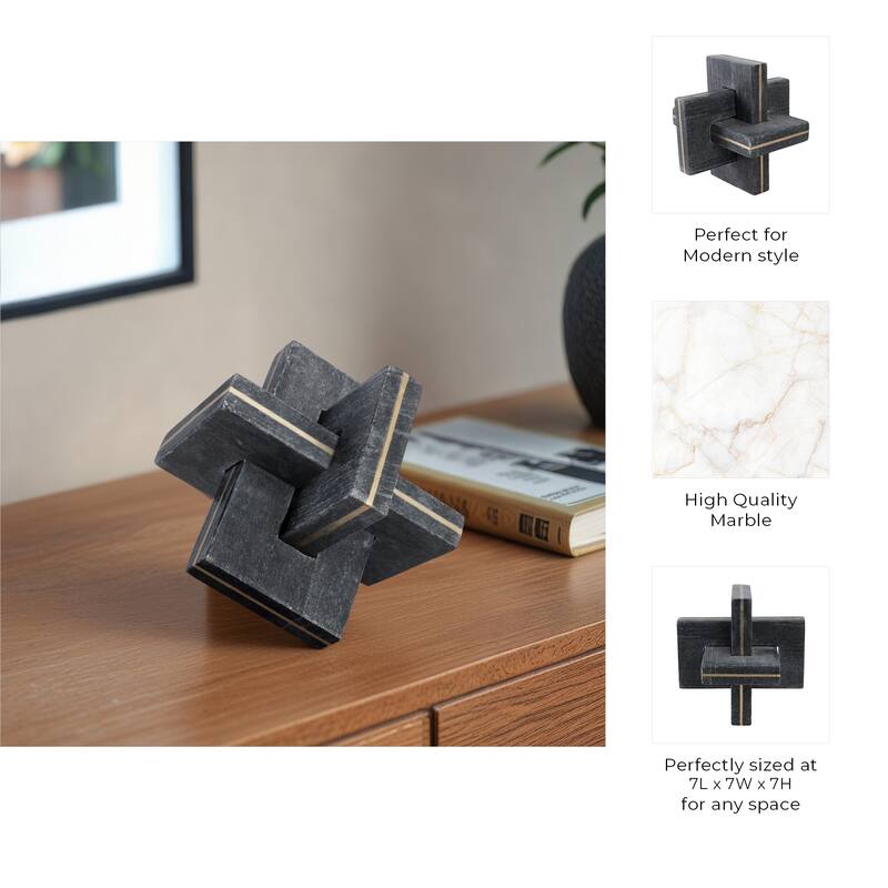 Stone Metal Decorative Object Interlocking Modern Geometric Structure